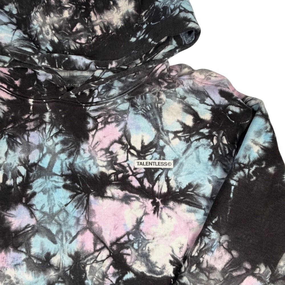 Talentless Mens Tie Dye Hoodie Black Blue Purple Cotton Pullover Sweatshirt L